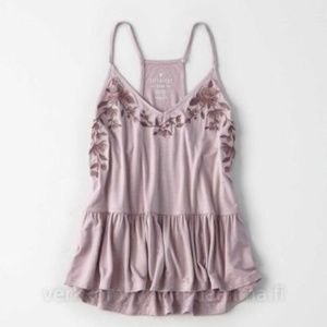 American Eagle Mauve Soft & Sexy Ruffler Tank XXS